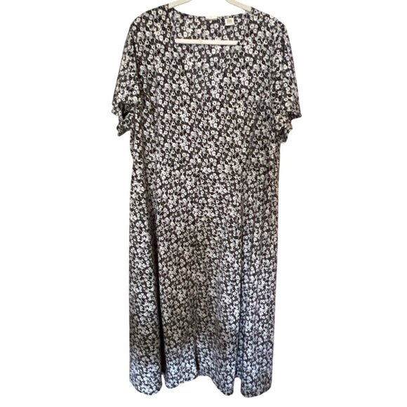 Levis Button Front Dress 3X Black & White Floral  Midi Vacation Resort Summer - Picture 1 of 10